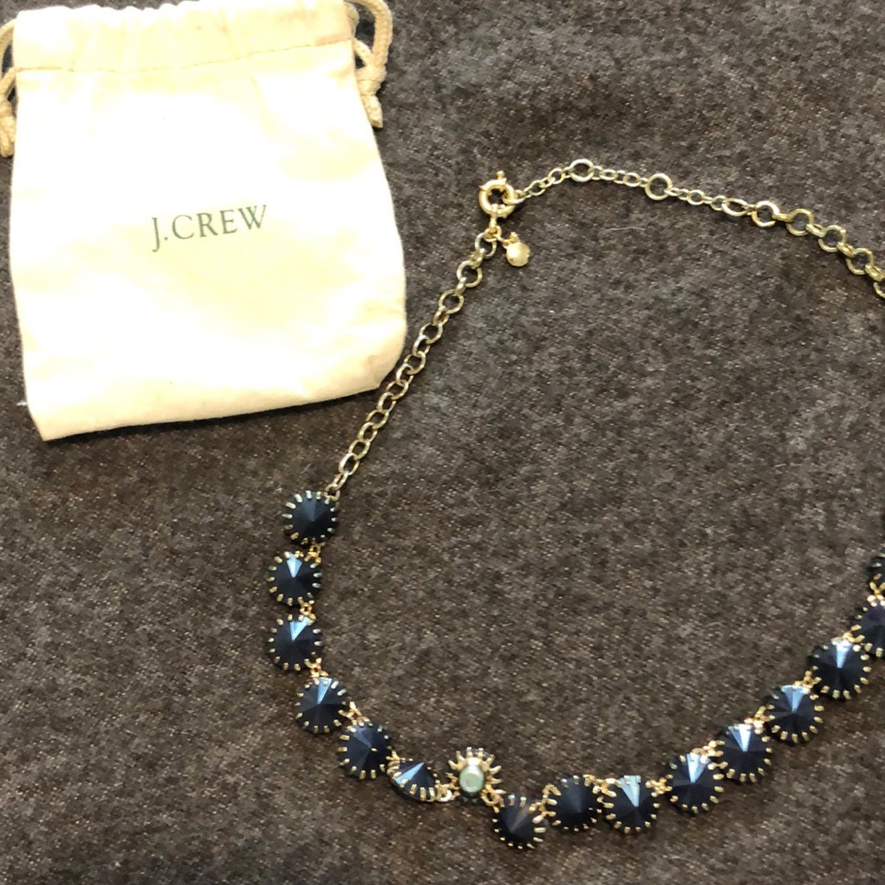 J Crew costume navy blue and gold necklace